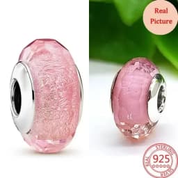 925 Silver Plated Murano Glass Galaxy Stars Clover Heart Bubbles Shiny Beads Fit Necklace Charms Bracelet DIY Jewelry For Mum