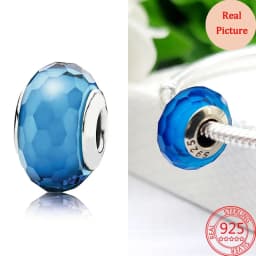 925 Silver Plated Murano Glass Galaxy Stars Clover Heart Bubbles Shiny Beads Fit Necklace Charms Bracelet DIY Jewelry For Mum