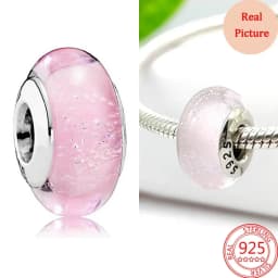 925 Silver Plated Murano Glass Galaxy Stars Clover Heart Bubbles Shiny Beads Fit Necklace Charms Bracelet DIY Jewelry For Mum