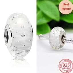 925 Silver Plated Murano Glass Galaxy Stars Clover Heart Bubbles Shiny Beads Fit Necklace Charms Bracelet DIY Jewelry For Mum