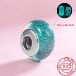 925 Silver Plated Murano Glass Galaxy Stars Clover Heart Bubbles Shiny Beads Fit Necklace Charms Bracelet DIY Jewelry For Mum
