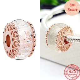 925 Silver Plated Murano Glass Galaxy Stars Clover Heart Bubbles Shiny Beads Fit Necklace Charms Bracelet DIY Jewelry For Mum