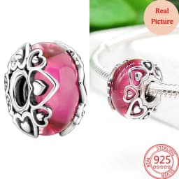 925 Silver Plated Murano Glass Galaxy Stars Clover Heart Bubbles Shiny Beads Fit Necklace Charms Bracelet DIY Jewelry For Mum