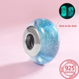 925 Silver Plated Murano Glass Galaxy Stars Clover Heart Bubbles Shiny Beads Fit Necklace Charms Bracelet DIY Jewelry For Mum