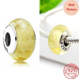 925 Silver Plated Murano Glass Galaxy Stars Clover Heart Bubbles Shiny Beads Fit Necklace Charms Bracelet DIY Jewelry For Mum