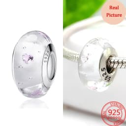 925 Silver Plated Murano Glass Galaxy Stars Clover Heart Bubbles Shiny Beads Fit Necklace Charms Bracelet DIY Jewelry For Mum