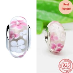 925 Silver Plated Murano Glass Galaxy Stars Clover Heart Bubbles Shiny Beads Fit Necklace Charms Bracelet DIY Jewelry For Mum