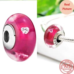 925 Silver Plated Murano Glass Galaxy Stars Clover Heart Bubbles Shiny Beads Fit Necklace Charms Bracelet DIY Jewelry For Mum