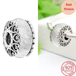 925 Silver Plated Murano Glass Galaxy Stars Clover Heart Bubbles Shiny Beads Fit Necklace Charms Bracelet DIY Jewelry For Mum