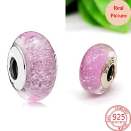 925 Silver Plated Murano Glass Galaxy Stars Clover Heart Bubbles Shiny Beads Fit Necklace Charms Bracelet DIY Jewelry For Mum