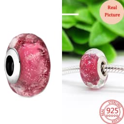 925 Silver Plated Murano Glass Galaxy Stars Clover Heart Bubbles Shiny Beads Fit Necklace Charms Bracelet DIY Jewelry For Mum
