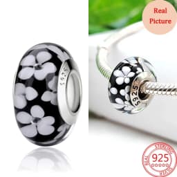925 Silver Plated Murano Glass Galaxy Stars Clover Heart Bubbles Shiny Beads Fit Necklace Charms Bracelet DIY Jewelry For Mum