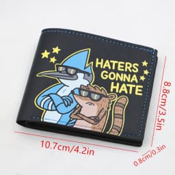 Vintage Designer Bifold Wallet 'Haters Gonna Hate' - Unisex cartoon PU Purse