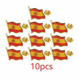 Spain Flag Lapel Pin -Country Flag Patriotic Brooch Bulk Pack of Pins for Hat, Tie, Clothes, Backpack