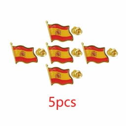 Spain Flag Lapel Pin -Country Flag Patriotic Brooch Bulk Pack of Pins for Hat, Tie, Clothes, Backpack