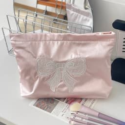 Pink Cute Pearl Zipper Makeup Bag Travel Women Lipsticks Toiletry Storage Pouch Handbag Luxury Ladies Make Up Organizer Bag