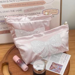 Pink Cute Pearl Zipper Makeup Bag Travel Women Lipsticks Toiletry Storage Pouch Handbag Luxury Ladies Make Up Organizer Bag