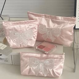 Pink Cute Pearl Zipper Makeup Bag Travel Women Lipsticks Toiletry Storage Pouch Handbag Luxury Ladies Make Up Organizer Bag