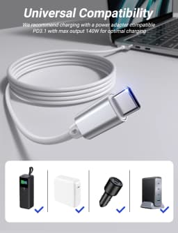 AUFU 2M PD140W Type-C to Magsafe 3 4 for Laptop Fast Charge Magnetic Type-c Cable For MacBook Air M2 Pro Mag-Safe 3 Charger Cord