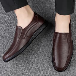 CLOHOO Men's Business Casual Shoes Handmade Layered Cowhide Rubber Bottom Leather Footwear for Office And Leisure
