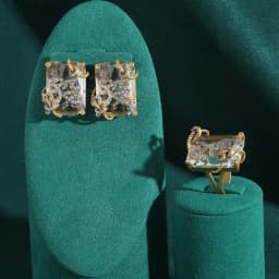 Vintage Rich Square Glass Earrings Jewelry Set Rings Transparent Winding Retro Accessories Woman Luxury Quality 2026 New