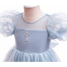 Summer Girl Elsa Costume Children Short Sleeve Breathable Mesh Gown for Formal Party Birthday Gift Halloween Cosplay Colthes