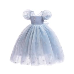 Summer Girl Elsa Costume Children Short Sleeve Breathable Mesh Gown for Formal Party Birthday Gift Halloween Cosplay Colthes