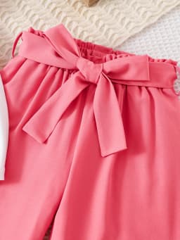 Summer new style casual children's set, breathable girls' butterfly print T-shirt and straight-leg pants two-piece set