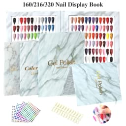 160/216/320 Colors Marbling Nail Display Book Nail Polish Books With Fake Nails Tips False Nails Styles Showing Book Nails Tool