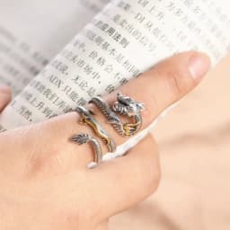 Buyee 925 Sterling Silver Unique Big Ring Elegant Chinese Dragon Open Ring Finger for Men Women Rock Punk Fine Jewelry Circle