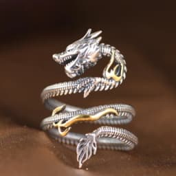Buyee 925 Sterling Silver Unique Big Ring Elegant Chinese Dragon Open Ring Finger for Men Women Rock Punk Fine Jewelry Circle
