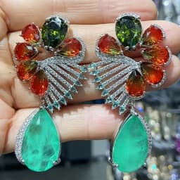 Big Round Drop Earrings for Women Luxury Jewelry Shiny Zircon Wedding Bridal Dinner Party Green Orange White Dangle Earrings