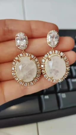 Big Round Drop Earrings for Women Luxury Jewelry Shiny Zircon Wedding Bridal Dinner Party Green Orange White Dangle Earrings