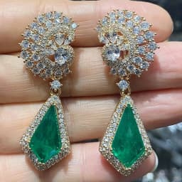 Big Round Drop Earrings for Women Luxury Jewelry Shiny Zircon Wedding Bridal Dinner Party Green Orange White Dangle Earrings