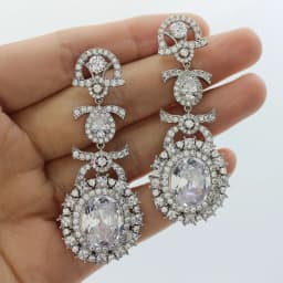 Big Round Drop Earrings for Women Luxury Jewelry Shiny Zircon Wedding Bridal Dinner Party Green Orange White Dangle Earrings