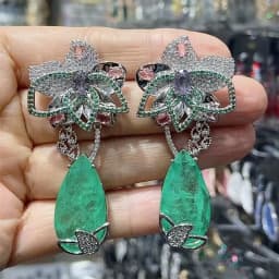 Big Round Drop Earrings for Women Luxury Jewelry Shiny Zircon Wedding Bridal Dinner Party Green Orange White Dangle Earrings