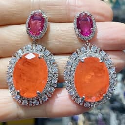 Big Round Drop Earrings for Women Luxury Jewelry Shiny Zircon Wedding Bridal Dinner Party Green Orange White Dangle Earrings