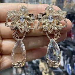 Big Round Drop Earrings for Women Luxury Jewelry Shiny Zircon Wedding Bridal Dinner Party Green Orange White Dangle Earrings