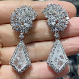 Big Round Drop Earrings for Women Luxury Jewelry Shiny Zircon Wedding Bridal Dinner Party Green Orange White Dangle Earrings