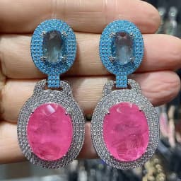 Big Round Drop Earrings for Women Luxury Jewelry Shiny Zircon Wedding Bridal Dinner Party Green Orange White Dangle Earrings