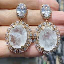 Big Round Drop Earrings for Women Luxury Jewelry Shiny Zircon Wedding Bridal Dinner Party Green Orange White Dangle Earrings
