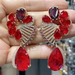 Big Round Drop Earrings for Women Luxury Jewelry Shiny Zircon Wedding Bridal Dinner Party Green Orange White Dangle Earrings