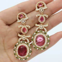 Big Round Drop Earrings for Women Luxury Jewelry Shiny Zircon Wedding Bridal Dinner Party Green Orange White Dangle Earrings