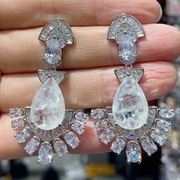 Big Round Drop Earrings for Women Luxury Jewelry Shiny Zircon Wedding Bridal Dinner Party Green Orange White Dangle Earrings
