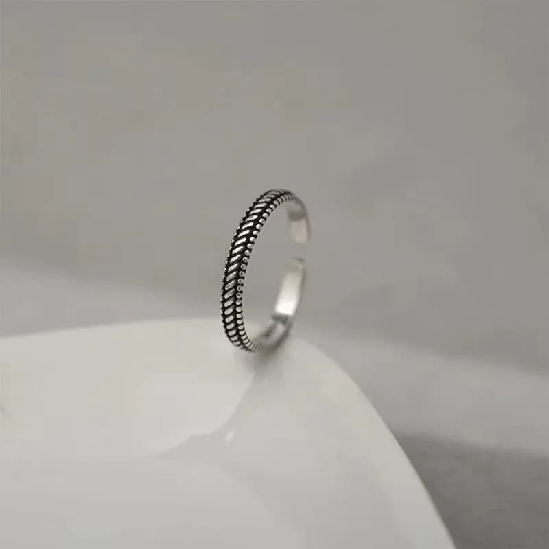 925 Sterling Silver Weave Fine Black Rings For Women Couple Wedding Elegant Luxury Jewelry Accessories Jewellery Moneys 925