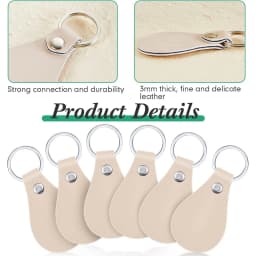 20pcs/set Leather Key Fob Kit DIY Craft PU Blank with Rivets&Key Ring for Laser Engraving Keychain