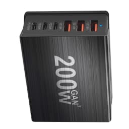 USB-C Fast Charning 200W 6-Port Charging Station Hub PD Charger for Phones and Tablets, Portable Design