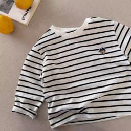 Children's Long Sleeved T-Shirt, Pure Cotton Breathable Base Shirt, Spring Boys and Girls Cartoon Teddy Bear Striped Base Shirt