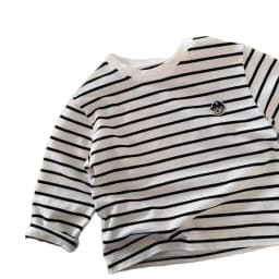 Children's Long Sleeved T-Shirt, Pure Cotton Breathable Base Shirt, Spring Boys and Girls Cartoon Teddy Bear Striped Base Shirt