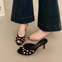 Novelty Thin Heels Peep Toes Sandalias De Mujer Crystal Square Toes Slip On Woman Slippers Solid Patent Leather Zapatos Mujer 42